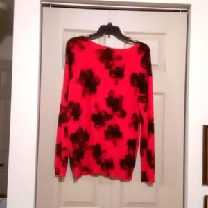 Long sleeve blouse, flower print, red and black. XL , 16-18, Faded Glory.